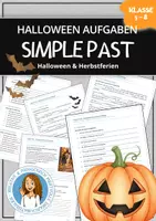 Vorschau - Arbeitsblätter - SIMPLE PAST 🎃 Halloween & Autumn Holidays Aufgaben (Herbstferien, Fall) - Deckblatt