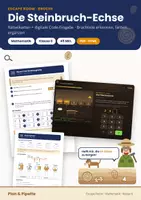 Vorschau - Arbeitsblätter - Die Steinbruch-Echse: Escape Room Brüche Mathe Klasse 6 - Rätselkarten + digitale Code-Eingabe | Bruchteile erkennen, färben, Zähler und Nenner - Deckblatt