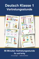 Vorschau - Arbeitsblätter - Deutsch Klasse 1 Vertretungsstunde - Buchstaben Laute und Reime Silben - Deckblatt