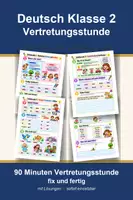 Vorschau - Arbeitsblätter - Deutsch Klasse 2 Vertretungsstunde - Wortarten Nomen Verben und Großschreibung - Deckblatt