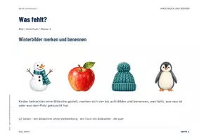 Vorschau - Spiele - Was fehlt? Winter-Merkspiel | Kita bis Klasse 1 | Konzentration und Gedächtnis - Seite 1