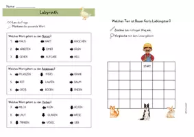 Vorschau - Arbeitsblätter - Labyrinth auf dem Bauernhof - Wortarten unterscheiden - Seite 3