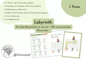 Vorschau - Arbeitsblätter - Labyrinth auf dem Bauernhof - Wortarten unterscheiden - Deckblatt