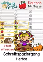 Vorschau - Arbeitsblätter - Schreibspaziergang Herbst | Klasse 1-4 | 3-fach differenziert – Wörter, Sätze & Texte schreiben - Deckblatt
