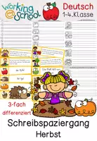 Vorschau - Arbeitsblätter - Schreibspaziergang Herbst | Klasse 1-4 | 3-fach differenziert – Wörter, Sätze & Texte schreiben - Seite 1