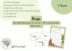 Vorschau - Stationenlernen - Bingo auf dem Bauernhof- Wortarten unterscheiden - Deckblatt