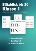 Vorschau - Arbeitsblätter - Mengen erfassen Blitzblick Zahlenraum 20 Klasse 1 – Zwanzigerfeld, zwei Würfel, Strichliste, Blitzblick-Karten | Mathe - Deckblatt