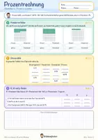 Vorschau - Arbeitsblätter - Prozentrechnung Mindmap + 4 Arbeitsblätter mit Lösungen + Lernvideo (QR) – Prozentwert, Prozentsatz, Grundwert & Rabatt - Seite 2