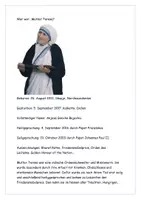 Vorschau - Arbeitsblätter - Wer war... Mutter Teresa? Aufgaben und Lösungen - Seite 1