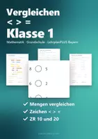 Vorschau - Arbeitsblätter - Zahlen vergleichen Klasse 1 – kleiner, größer, gleich mit Relationszeichen im Zahlenraum 10 und 20 | Mathe Arbeitsblätter - Seite 1