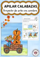Vista previa - Manualidades / Dibujos para colorear - Proyecto de plástica de otoño: carro de calabazas con el nombre - Portada