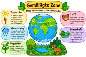 Vorschau - Unterrichtsreihen - Die Klimazonen - Merkmale Poster Infografik - Deckblatt