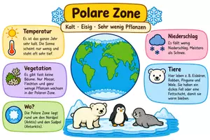 Vorschau - Unterrichtsreihen - Die Klimazonen - Merkmale Poster Infografik - Seite 1