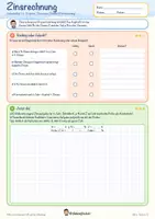 Vorschau - Arbeitsblätter - Zinsrechnung Mindmap + 4 Arbeitsblätter mit Lösungen + Lernvideo (QR) – Zinsen, Zinssatz, Kapital & Monatszinsen - Seite 3