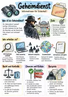 Vorschau - Arbeitsblätter - Lernposter + AB mit Fragen zum Thema "Geheimdienst" + Lösungsblatt - Deckblatt
