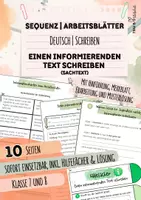 Vorschau - Arbeitsblätter - Einen informierenden Text schreiben | Sequenz | inkl. Merkblatt, Erarbeitung, Schreiben und weiteren Übungstexten | Sachtexte | Deutsch | Klasse 7 und 8 - Deckblatt