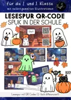 Vorschau - Präsentationen/Tafelbilder - Lesespur Halloween Lesenacht QR Code - Deckblatt