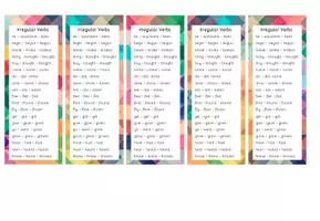 Vorschau - Mal- und Bastelvorlagen - Bookmarks - Irregular Verbs (differenziert) - Seite 1
