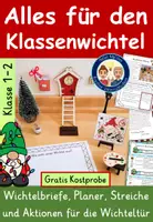 Vorschau - Stundenentwürfe - Klassenwichtel Grundschule Klasse 1 & 2 - Wichtelbriefe, Wichtelstreiche & Wichtelaktionen GRATIS Kostprobe - Deckblatt
