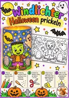 Vorschau - Mal- und Bastelvorlagen - Windlichter basteln Halloween prickeln Klasse 1-4 Kunst Vertretungsstunde - Deckblatt