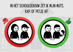 Voorbeeld - Poster: schoolregel kap en pet af - Voorblad