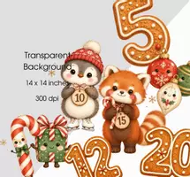 Vorschau - selbst erstellte Cliparts/Grafiken - Adventskalender Tiere Clipart, Wintertiere und Vögel, Adventskalender Zahlen 1 bis 24, Weihnachtliches Basteln - Seite 3