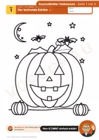 Vorschau - Mal- und Bastelvorlagen - 2 Ausmalbilder Halloween · Klasse 1–6 - Seite 1
