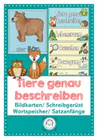 Vorschau - Arbeitsblätter - Tiere genau beschreiben. Tiertexte schreiben. Schreibförderung mit Bildkarten und Steckbriefen - Deckblatt