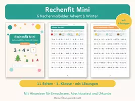 Vorschau - Arbeitsblätter - Rechenfit Mini – 6 Rechenmalbilder für Advent und Winter - Deckblatt
