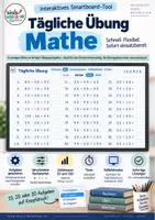 Vorschau - Präsentationen/Tafelbilder - ✨🔢 Tägliche Übung Mathe – 🖥️ interaktives Smartboard-Tool mit ⚙️ Aufgabengenerator für 🎒 Klasse 1 & Klasse 2 - Deckblatt