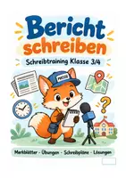 Vorschau - Arbeitsblätter - Bericht schreiben Klasse 3/4 | Schreibtraining mit W-Fragen, Schreibplan, Differenzierung & Lösungen - Seite 1