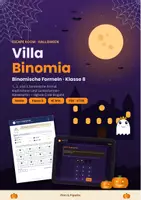 Vorschau - Arbeitsblätter - Villa Binomia: Escape Room Halloween Mathe Klasse 8 - Rätselkarten + digitale Code-Eingabe | Binomische Formeln, Lückenformeln - Deckblatt