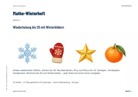 Vorschau - Arbeitsblätter - Winter Mathe Klasse 1 | Übungsheft Zahlenraum 20 | Wiederholung im Winter - Seite 1