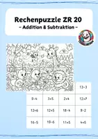 Vorschau - Arbeitsblätter - Rechenpuzzle ZR 20 mit und ohne ZÜ - Ausmalbild - Deckblatt