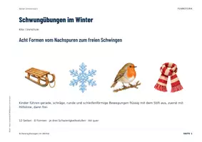 Vorschau - Arbeitsblätter - Schwungübungen Winter | Kita & Vorschule | Graphomotorik und Nachspuren - Seite 1