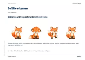 Vorschau - Spiele - Gefühle Kita & Vorschule | Gefühlskarten mit dem Fuchs | Gesprächsrunden im Morgenkreis - Seite 1