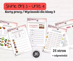 zapowiedź - Materiały do Shine On! 3 Unit 4 – Fabulous Food – karty pracy – wklejki/wycinanki - obwoluta