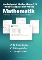Vorschau - Arbeitsblätter - Knobelkartei Klasse 3/4 – Knobelaufgabe der Woche: 40 Karten Mathe Grundschule mit Logicals, Zahlenrätseln und Lösungskarten - Deckblatt