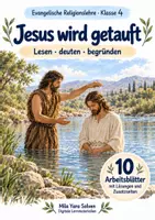 Vorschau - Arbeitsblätter - Jesus wird getauft | Religion Klasse 4 Arbeitsblätter | Evangelische Religionslehre | 10 Arbeitsblätter als PDF - Deckblatt