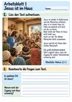 Vorschau - Arbeitsblätter - Vier Freunde bringen einen Mann zu Jesus | Religion Klasse 4 Arbeitsblätter | Evangelische Religionslehre | 10 Arbeitsblätter als PDF - Seite 1
