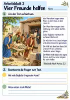 Vorschau - Arbeitsblätter - Vier Freunde bringen einen Mann zu Jesus | Religion Klasse 4 Arbeitsblätter | Evangelische Religionslehre | 10 Arbeitsblätter als PDF - Seite 2