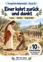 Vorschau - Arbeitsblätter - Einer kehrt zurück und dankt | Religion Klasse 4 Arbeitsblätter | Evangelische Religionslehre | 10 Arbeitsblätter als PDF - Deckblatt