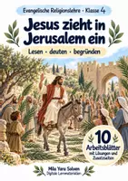 Vorschau - Arbeitsblätter - Jesus zieht in Jerusalem ein | Religion Klasse 4 Arbeitsblätter | Evangelische Religionslehre | 10 Arbeitsblätter als PDF - Deckblatt