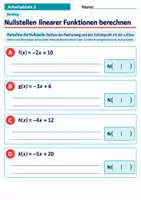 Vorschau - Arbeitsblätter - Nullstellen linearer Funktionen berechnen - Seite 2