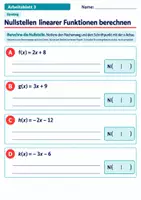 Vorschau - Arbeitsblätter - Nullstellen linearer Funktionen berechnen - Seite 3