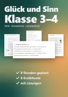 Vorschau - Stundenentwürfe - Glück und Sinn – was macht mich froh? Klasse 3/4 – Unterrichtseinheit Ethik: 8 Stunden mit Erzähltexten, Arbeitsblättern und Lösungen - Deckblatt