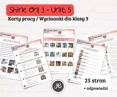 zapowiedź - Materiały do Shine On! 3 Unit 5 – Is He a Chef? – karty pracy – wklejki/wycinanki - obwoluta