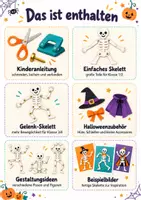 Vorschau - Mal- und Bastelvorlagen - Halloween Bastelpaket Grundschule – 5 Bastelideen: Monster, 3D-Gruselfriedhof, Verwandlungsbilder & bewegliche Skelette | Kunst Klasse 1–4 - Seite 3