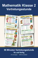 Vorschau - Arbeitsblätter - Mathematik Klasse 2 Vertretungsstunde - Einmaleins 1-5, Plus/Minus bis 100 - Deckblatt
