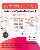 zapowiedź - Materiały do Shine On! 3 Unit 7 – A Busy Day – karty pracy – wklejki/wycinanki - obwoluta